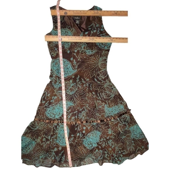 Positive Attitude Tiered Sleeveless Dress, Brown and Green Size 12 - Picture 11 of 12